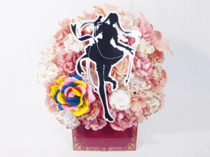 楽屋花アレンジ／セピアカラー＋レインボーローズ／Yatsugi Flower Dye Lab（八ツ木フラワーダイラボ）