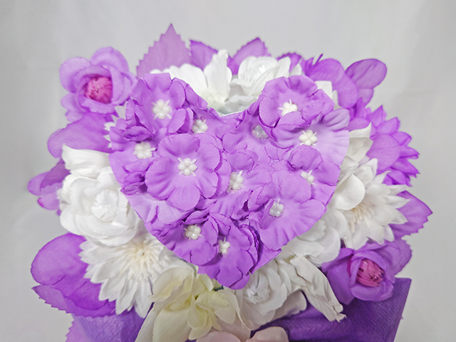 楽屋花／ミニフラスタ／フラワーハートの2色ミニフラスタ2／Yatsugi Flower Dye Lab（八ツ木フラワーダイラボ）