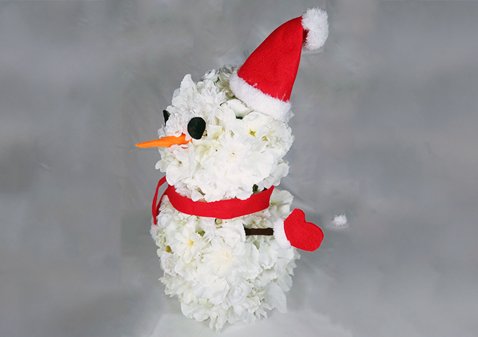 楽屋花／ミニフラスタ／雪だるまのミニフラスタ2／Yatsugi Flower Dye Lab（八ツ木フラワーダイラボ）